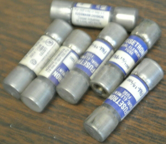 LOT of 6 / BUSS FNA15/100 FUSETRON FUSE / 15/100A (.15A) / 250V / NEW SURPLUS0