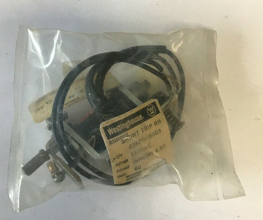 WESTINGHOUSE 458D068G03 SHUNT TRIP RH 120VAC 60HZ CURRENT:INRUSH 4.500