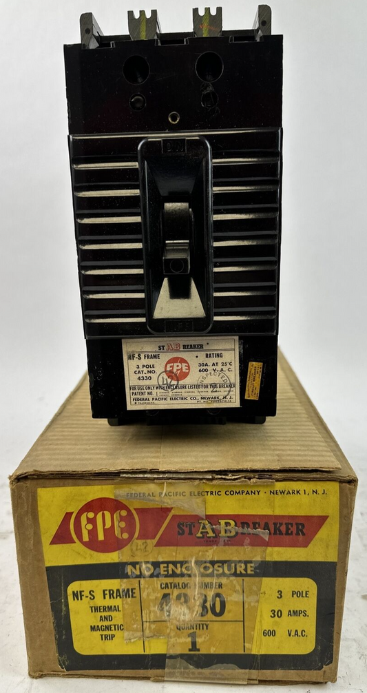 FPE 4330 STABREAKER 30AMP 600VAC 3POLE NF-S FRAME THERMAL AND MAGNETIC TRIP0