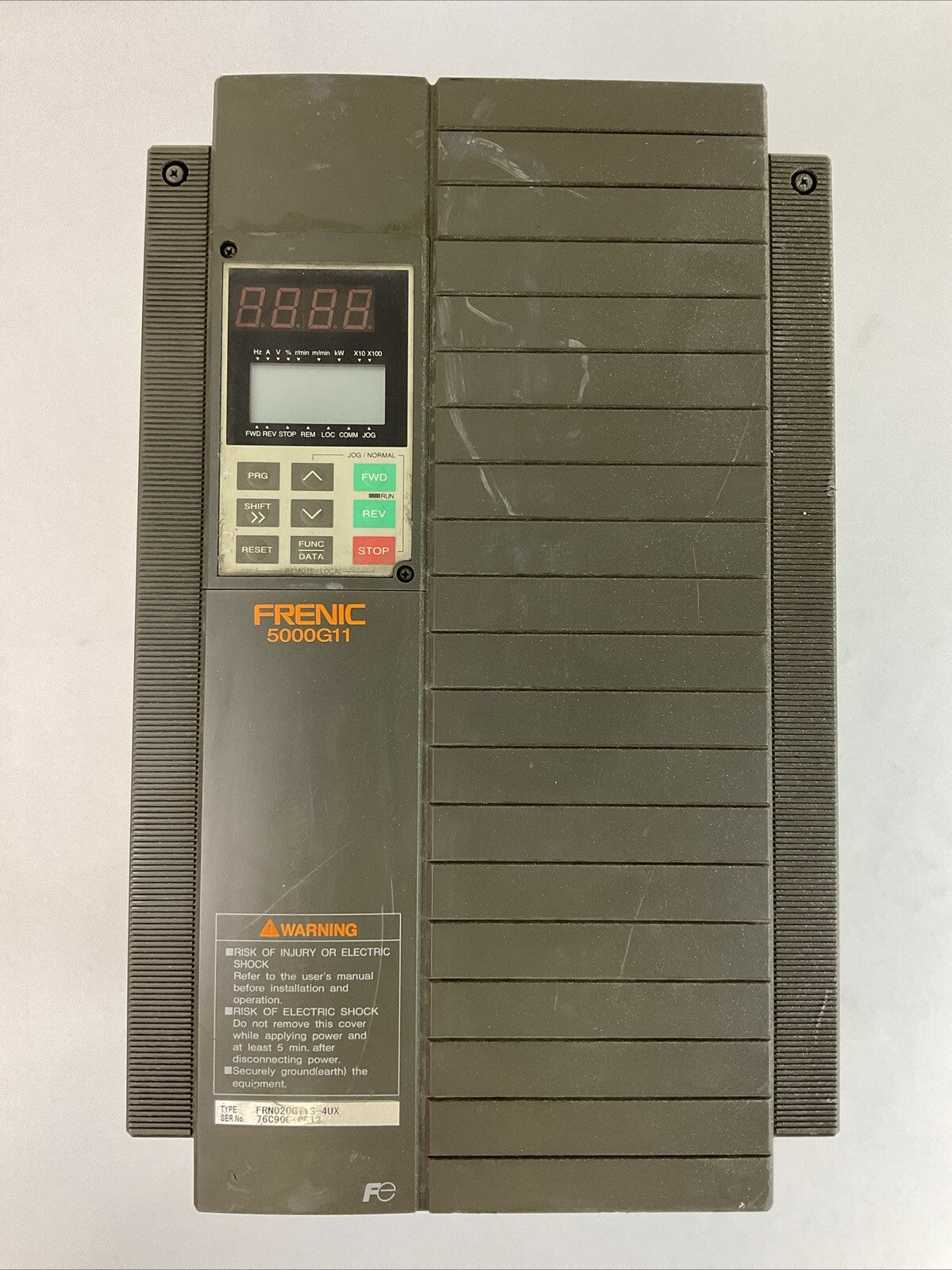 FUJI FRN020G11S-4UX FRENIC 5000G11 OUTPUT 3PH 20HP 380-460V30A SOURCE 380-480V0