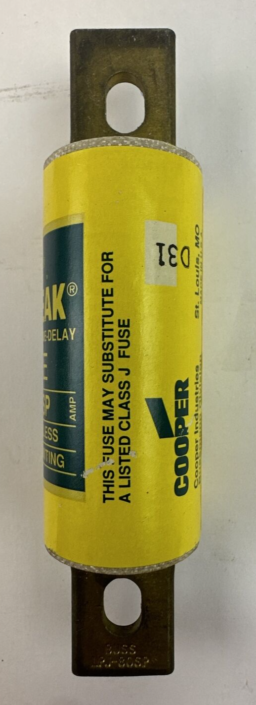 BUSS LPJ-80SP 600VAC 80A LOW-PEAK DUAL-ELEMENT TIME DELAY CLASS J2