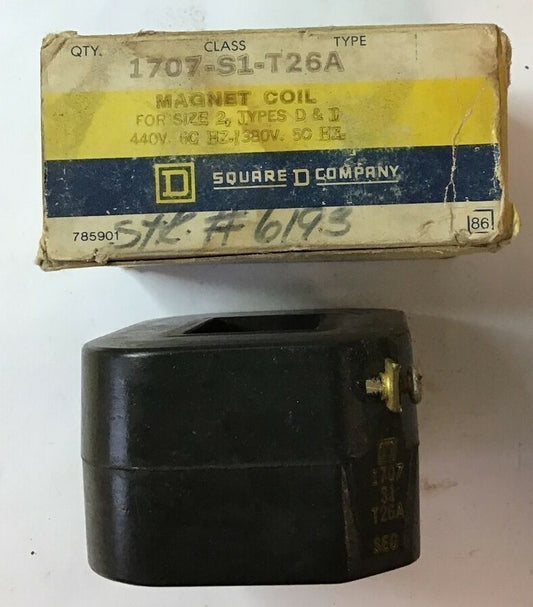 SQUARE D 1707-S1-T26A MAGNET COIL TYPES D&T 440V 60HZ/ 380V 50HZ0