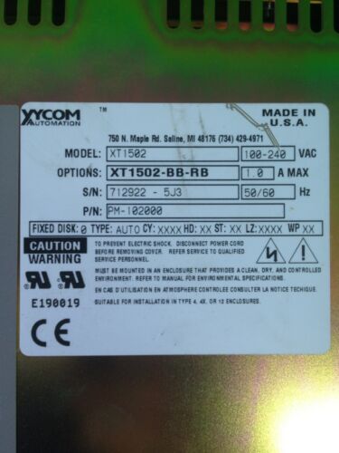 XYCOM XT1502 INDUSTRIAL MONITOR XT1502-BB-RB PM-102000