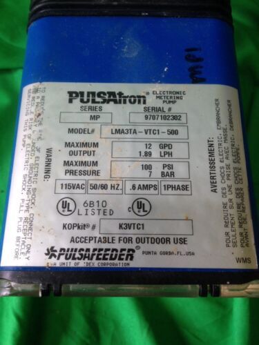 PULSATRON LMA3TA-VTC1-U04 ELECTRONIC METERING PUMP 12 GPD