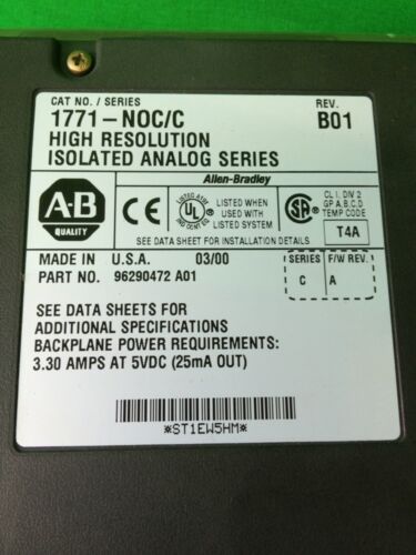 ALLEN BRADLEY 1771-NOC/C 1771NOC C HIGH RESOLUTION ISOLATED ANALOG MODULE