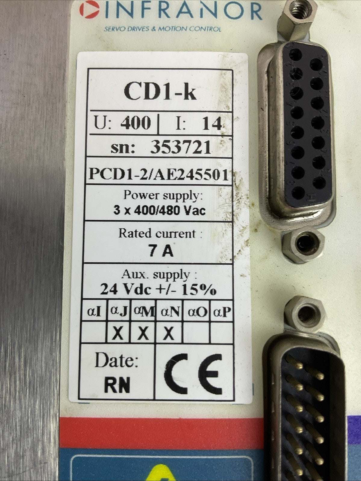 INFRANOR CD1-K PCD1-2/AE245501 SERVO DRIVE CD1-K 400/141