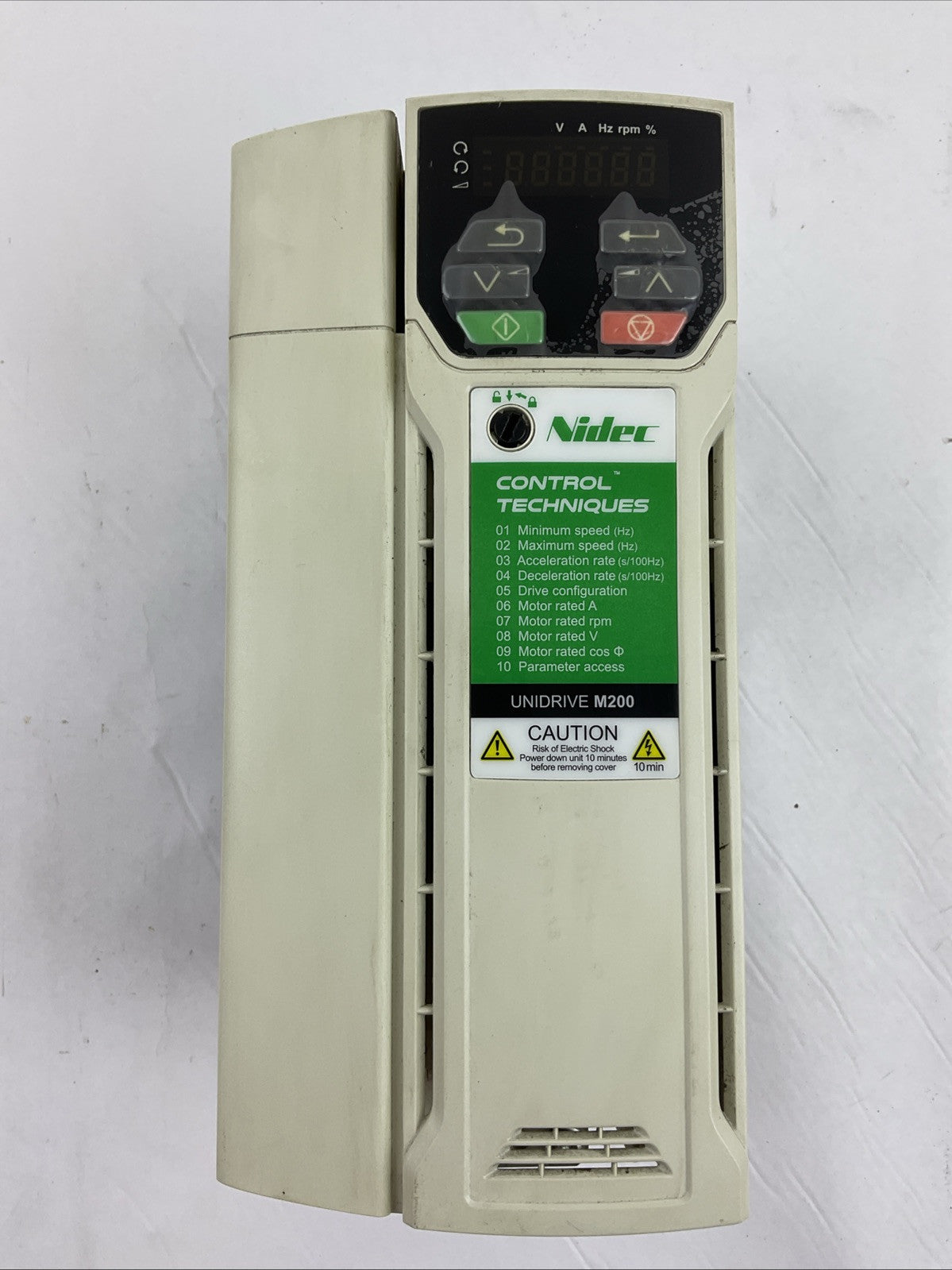 NIDEC CONTROL TECHNIQUES M200-044 00135 A AC DRIVE 7.5HP OUTPUT 0-480VAC 13.5A0