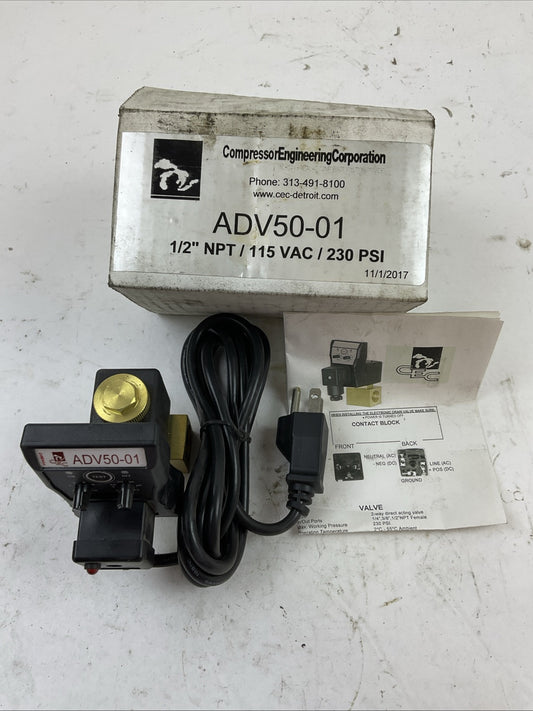 COMPRESSOR ENGINEERING CORPORATION ADV50-1 1/2" NPT  115VAC 230PSI SOLENOID TIME0
