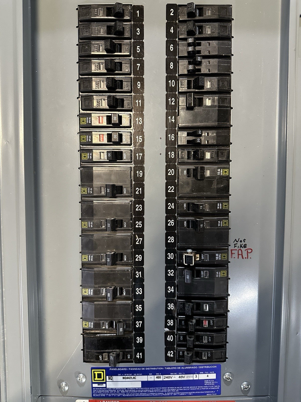 Square D NQ442L4C Main Panelboard 400A 240 VAC 48VDC 3PH LAL36400 NC62VS NQMB4LA1