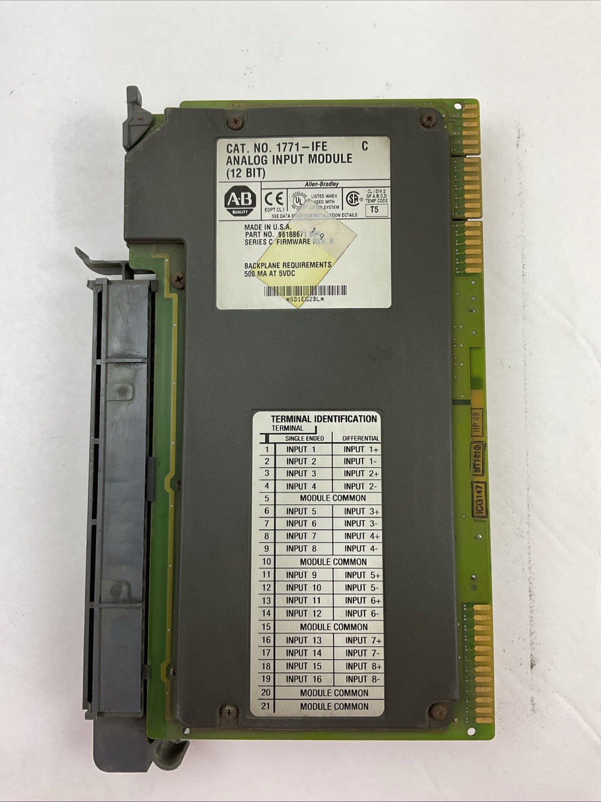 ALLEN BRADLEY 1771-IFE SER C FIRMWARE REV A ANALOG INPUT MODULE (12 BIT)