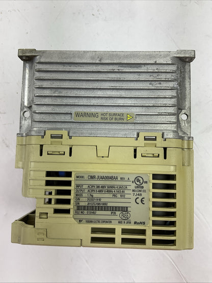 YASKAWA CIMR-JU4A0004BAA REV A J1000 AC DRIVE OUTPUT AC3PH 0-480V 4.1A/3.4A2