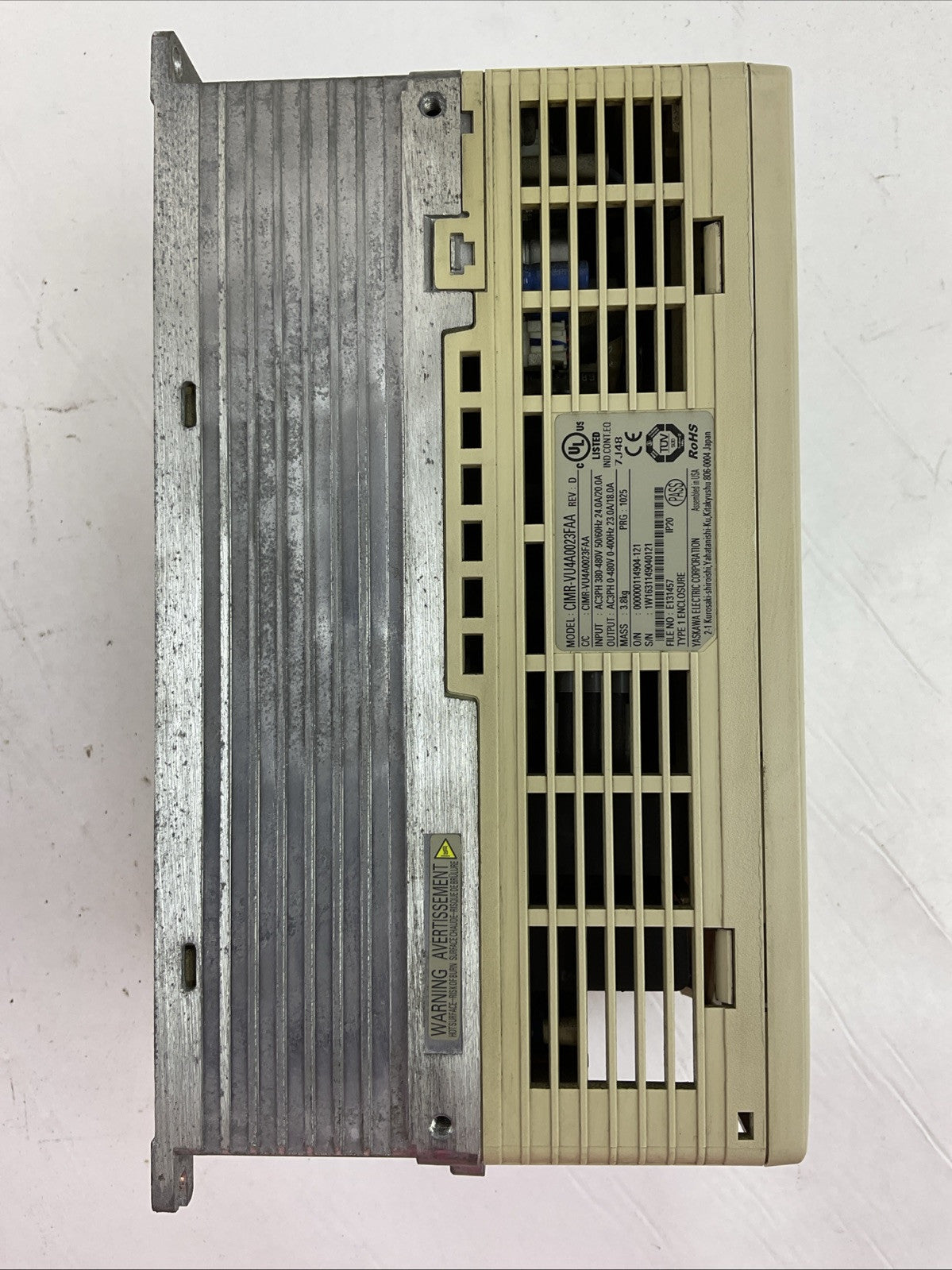 YASKAWA CIMR-VU4A0023FAA REV D V1000 AC DRIVE OUTPUT AC3PH 0-480V 23.0A/18.0A3