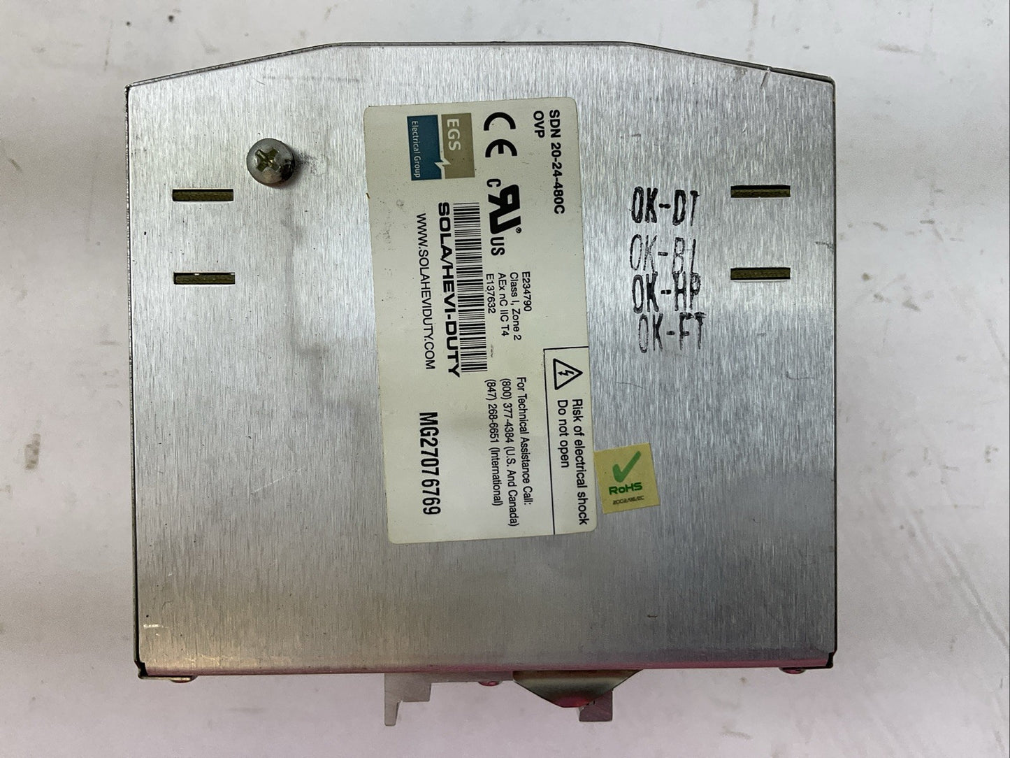 SOLA SDN 20-24-480C POWER SUPPLY OUTPUT 24VDC 20A INPUT 3PH 380/500VAC 1.7/1.5A3