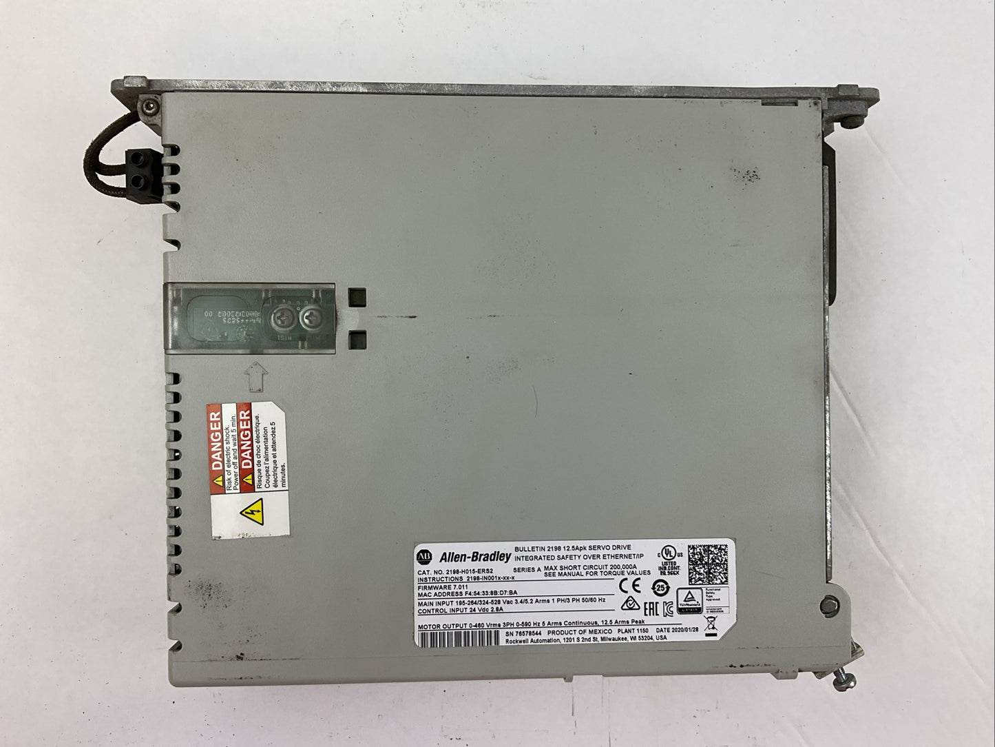 ALLEN BRADLEY 2198-H015-ERS2 FIRMWARE 7.011 SERVO DRIVE SER A2