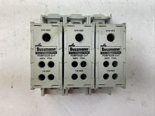 BUSSMANN PDBFS220 POWER DISTRIBUTION BLOCK 600V 175A (LOT OF 3)0