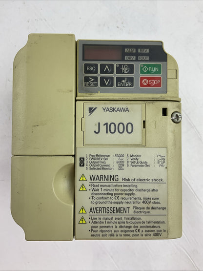 YASKAWA CIMR-JU4A0004BAA REV A J1000 AC DRIVE OUTPUT AC3PH 0-480V 4.1A/3.4A0