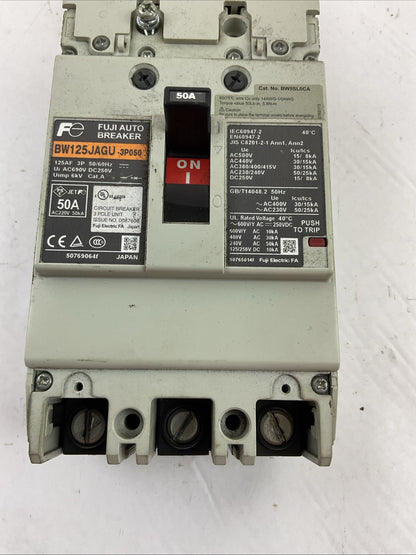 FUJI AUTO BREAKER BW125JAGU-3P050 50A 600VAC 250VDC 3POLE8