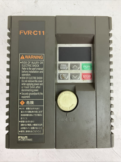 FUJI FV1.5C11S-2 AC DRIVE INVERTER OUTPUT 3PH 2.6kVA 200-230V 7A INPUT 200-230V0
