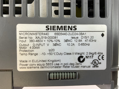 SIEMENS MICROMASTER440 1P 6SE6440-2UD24-0BA1 AC DRIVE1