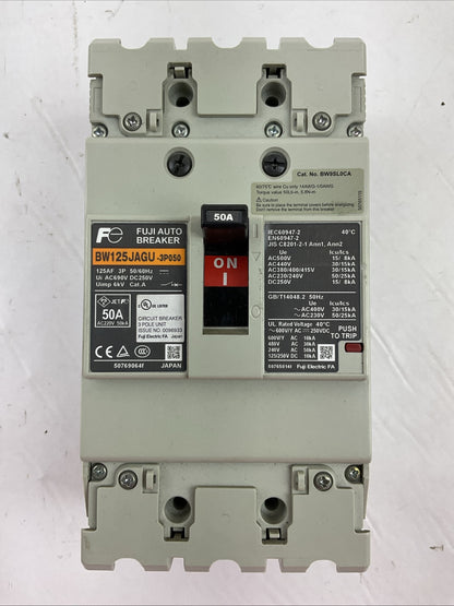 FUJI AUTO BREAKER BW125JAGU-3P050 50A 600VAC 250VDC 3POLE0
