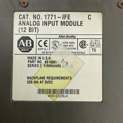 ALLEN BRADLEY 1771-IFE SER C FIRMWARE REV A ANALOG INPUT MODULE (12 BIT)